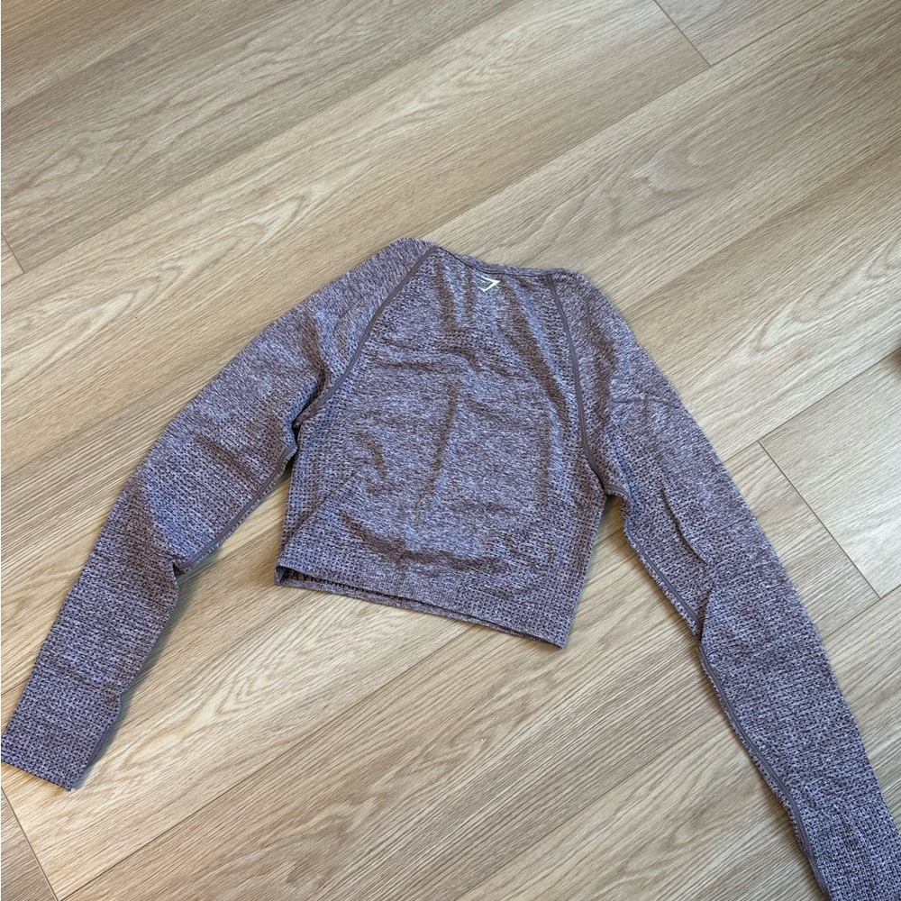 Gymshark Women's Seamless Purple Marl Crop Top - Picture 3 of 4